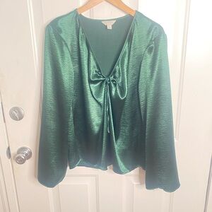 Elegant Green Satin Women's Top
